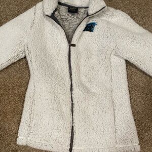 Womens Carolina Panthers Fuzzy Zip-Up Jacket